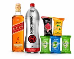 1 Red Label 1L + 1 Minotauro 2L + 5 gelos de coco